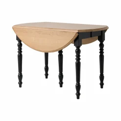 Table à manger à volets extensible bois massif 4 à 8 personnes Embellie - Noir