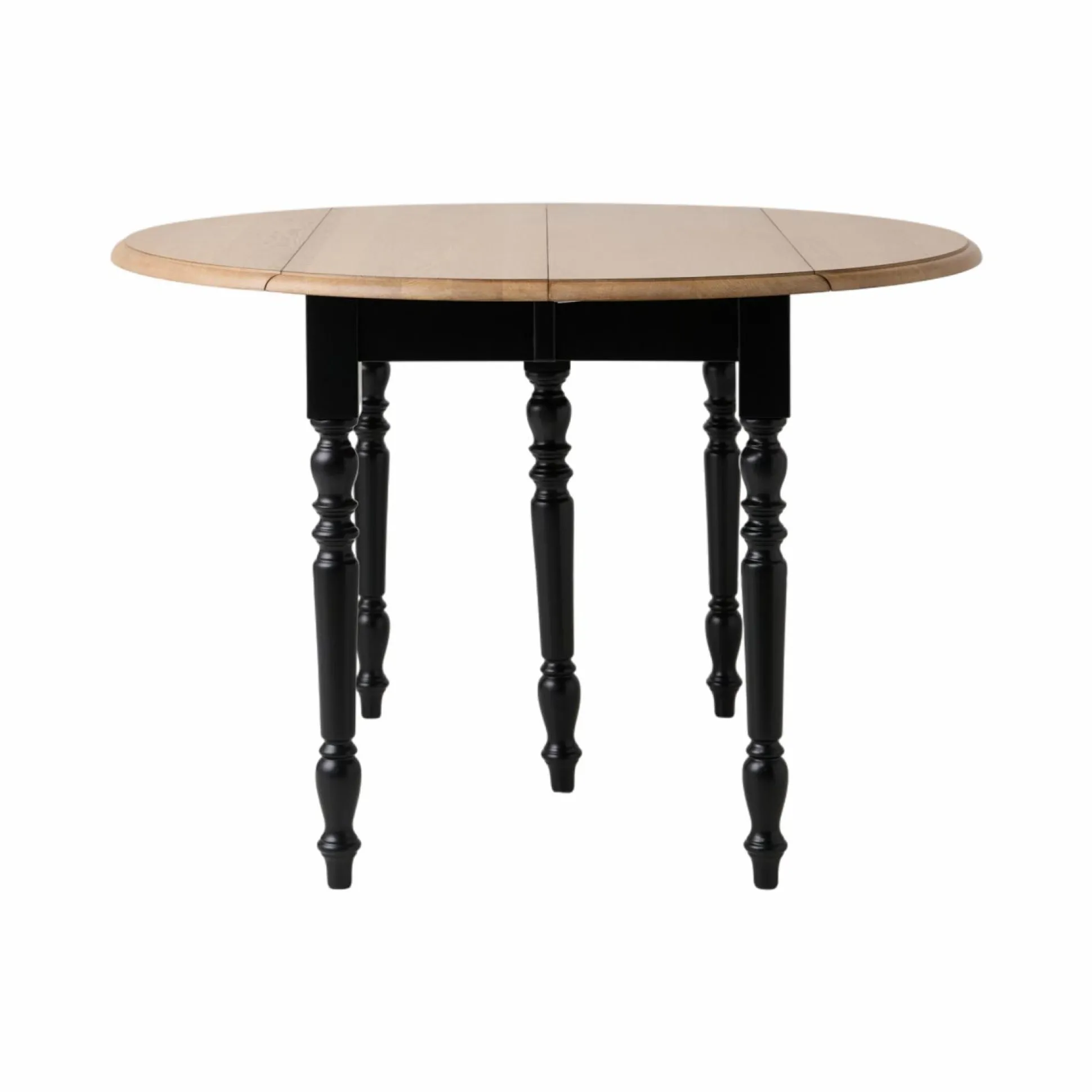 Table à manger à volets extensible bois massif 4 à 8 personnes Embellie - Noir