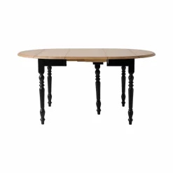 Table à manger à volets extensible bois massif 4 à 8 personnes Embellie - Noir