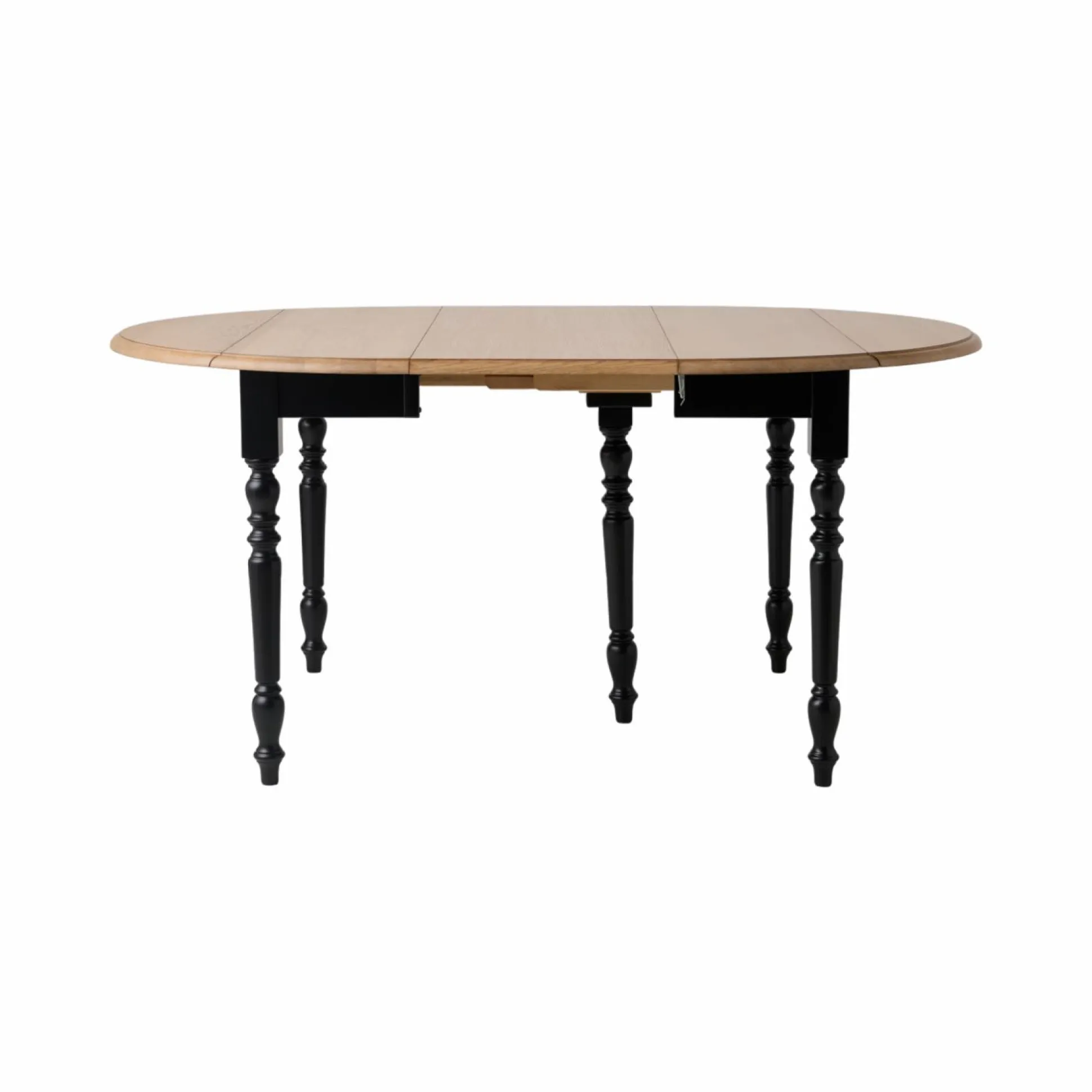 Table à manger à volets extensible bois massif 4 à 8 personnes Embellie - Noir