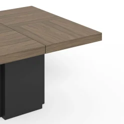 Table à manger carrée décor bois et noir pied central 6 personnes Dusk - Noyer/Noir