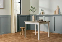 Table à manger carrée décor bois et blanc 2 à 4 personnes Adeline