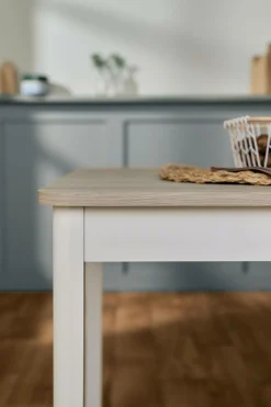 Table à manger carrée décor bois et blanc 2 à 4 personnes Adeline