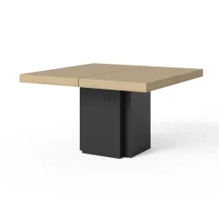 Table à manger carrée décor bois et noir pied central 8 personnes Dusk - Chêne/Noir