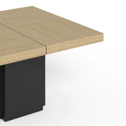 Table à manger carrée décor bois et noir pied central 6 personnes Dusk - Chêne/Noir