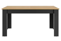Table à manger rectangulaire extensible décor bois et noir 6 à 8 personnes Garance