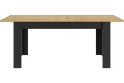 Table à manger rectangulaire extensible décor bois et noir 6 à 8 personnes Garance