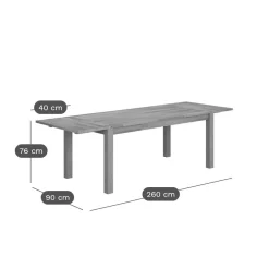 Table à manger rectangulaire chêne massif avec rallonges 6 à 10 personnes Luminescence