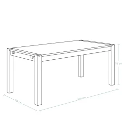 Table à manger rectangulaire chêne massif avec rallonges 6 à 10 personnes Luminescence