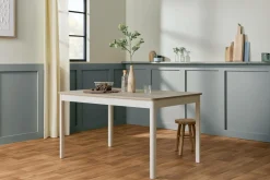 Table à manger rectangulaire décor bois et blanc 4 personnes Adeline