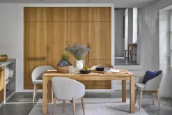 Table à manger rectangulaire chêne massif 6 personnes avec rallonges en option Luminescence