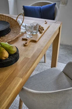 Table à manger rectangulaire chêne massif 6 personnes avec rallonges en option Luminescence