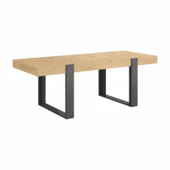 Table à manger rectangulaire décor bois et noir 6 personnes Pippa