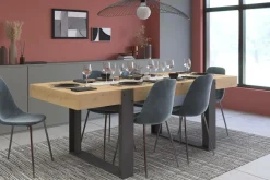 Table à manger rectangulaire décor bois et noir 6 personnes Pippa