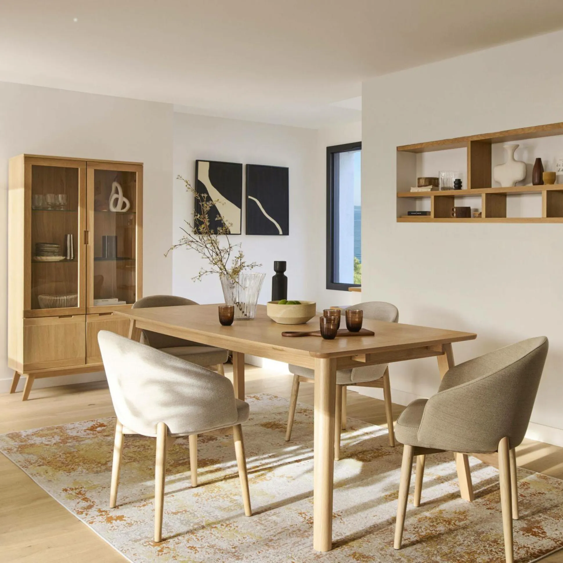 Table à manger rectangulaire bois avec rallonges en option Adèle - 150 x 85 cm