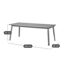 Table à manger rectangulaire bois avec rallonges en option Adèle - 200 x 98 cm