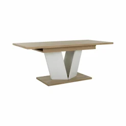 Table à manger rectangulaire extensible décor bois et blanc 8 à 10 personnes Gustave