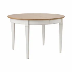 Table à manger ronde extensible bois massif 4 à 8 personnes Embellie - Blanc