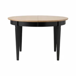 Table à manger ronde extensible bois massif 4 à 8 personnes Embellie - Noir