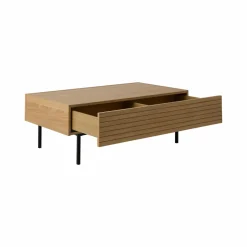 Table basse avec tiroir bois pieds métal Alex