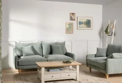 Table basse bois massif 2 tiroirs Embellie - Blanc