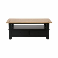 Table basse bois massif 2 tiroirs Embellie - Noir