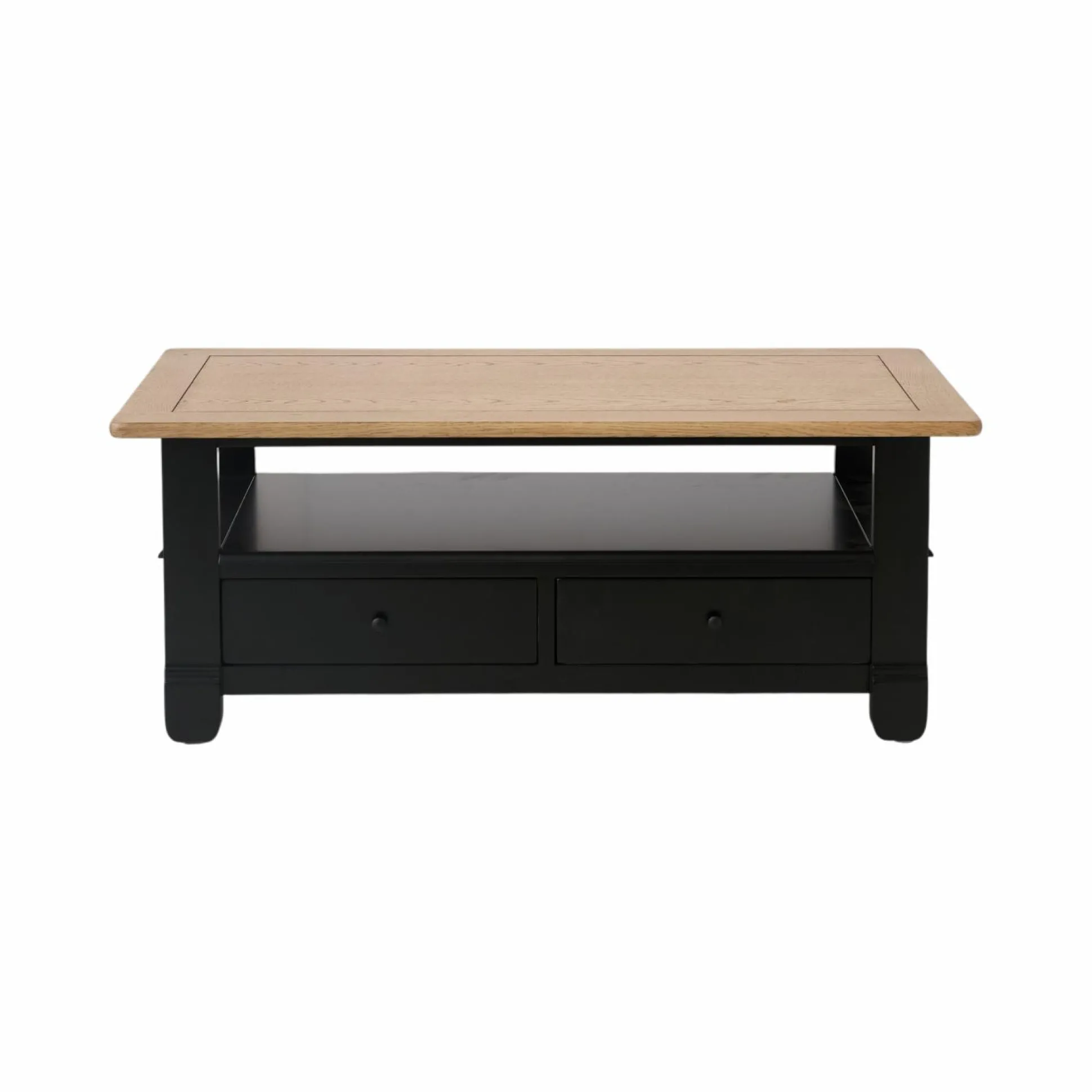 Table basse bois massif 2 tiroirs Embellie - Noir