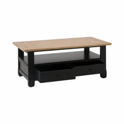 Table basse bois massif 2 tiroirs Embellie - Noir