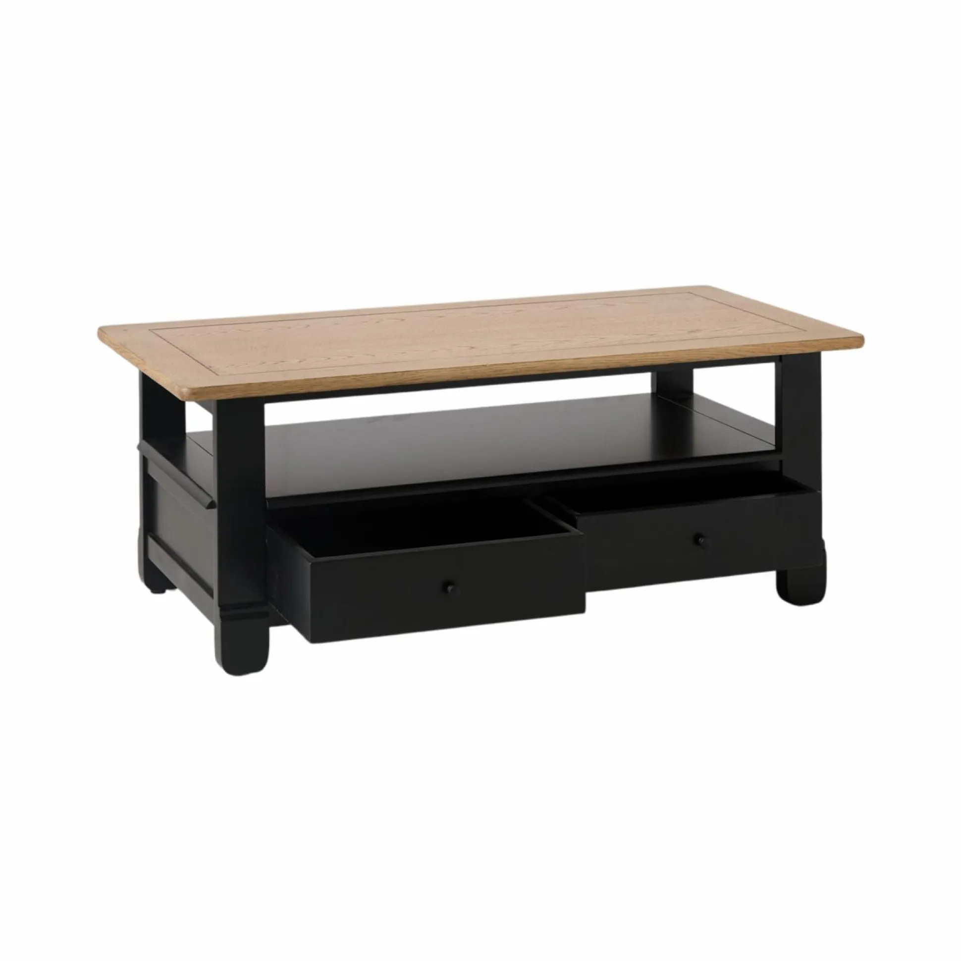 Table basse bois massif 2 tiroirs Embellie - Noir