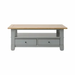 Table basse bois massif 2 tiroirs Embellie - Gris