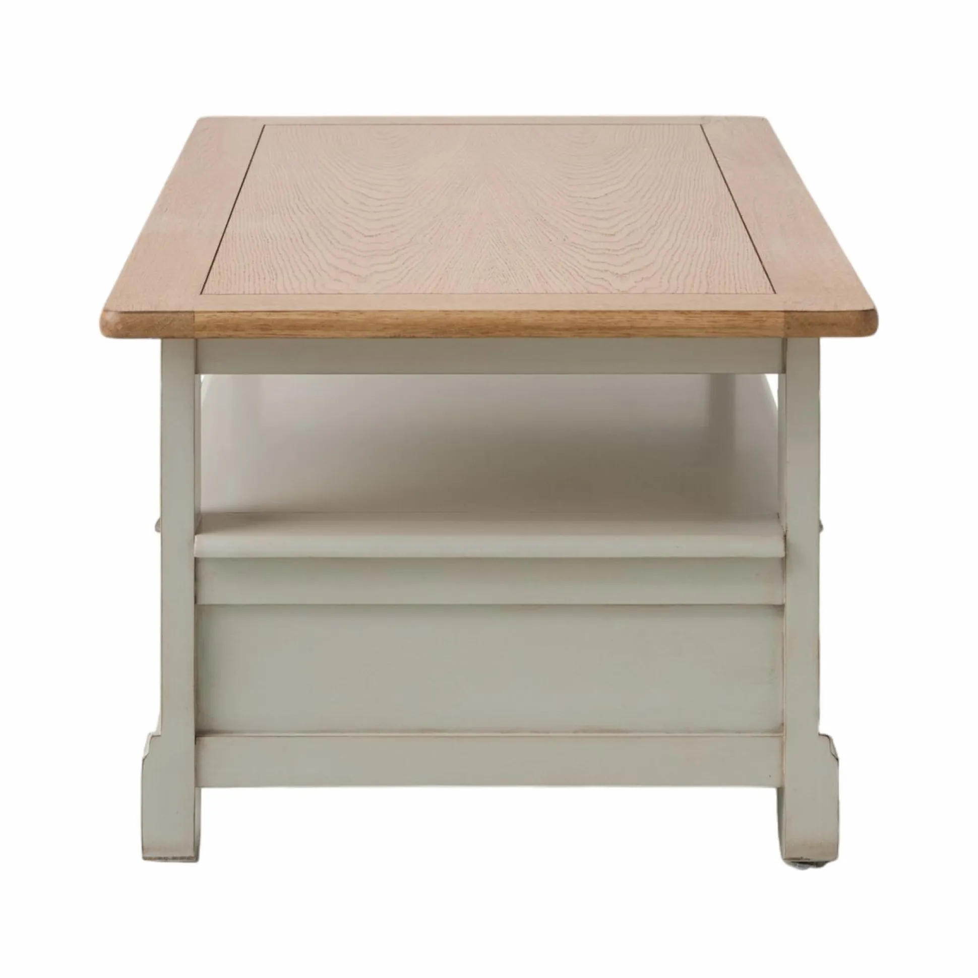 Table basse bois massif 2 tiroirs Embellie - Grège