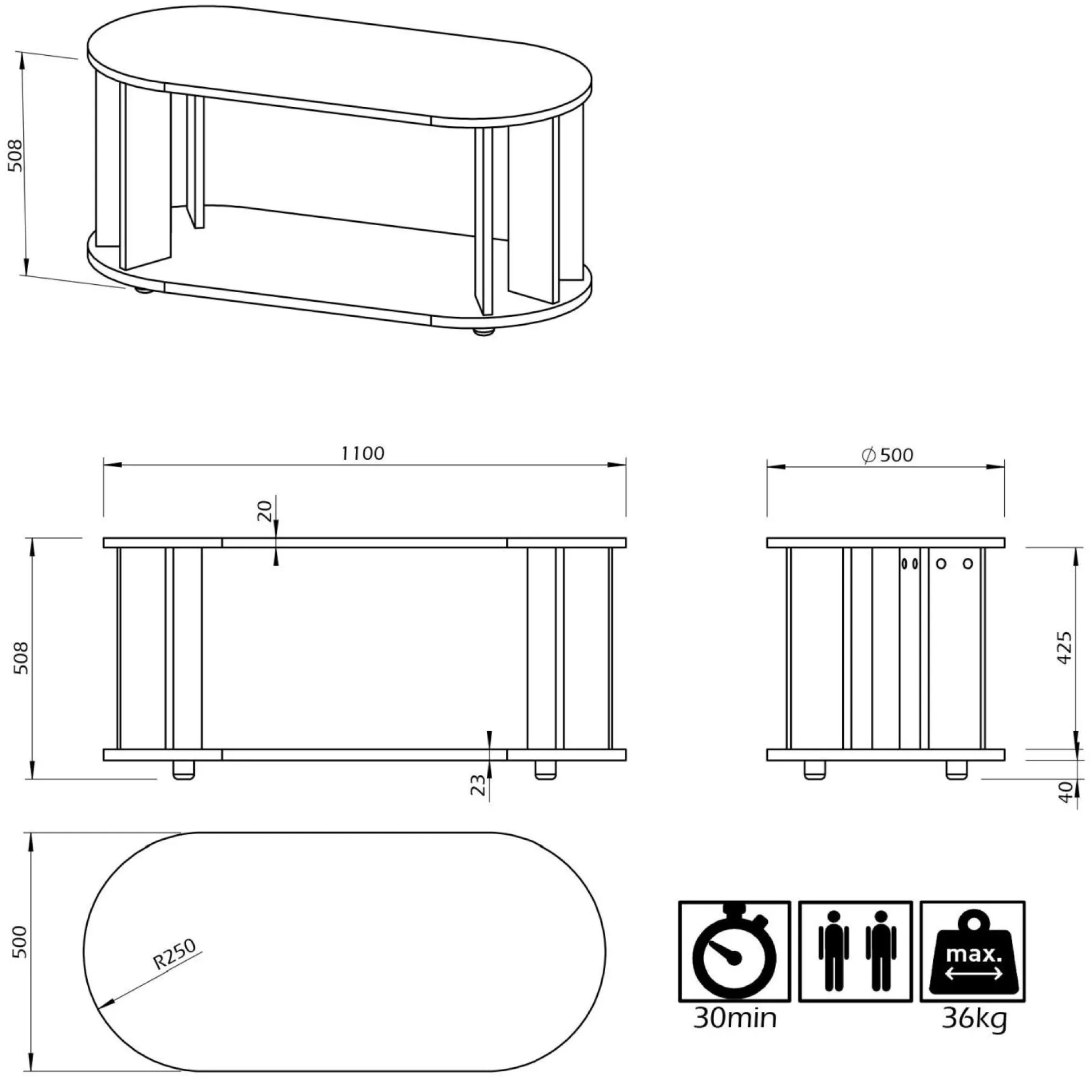 Table basse Nora - Noyer