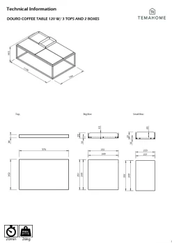 Table basse rectangulaire 5 plateaux Taline