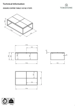 Table basse rectangulaire 4 plateaux Taline