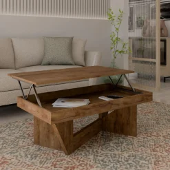 Table basse relevable décor bois Gabriela - Noyer