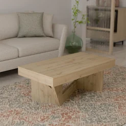 Table basse relevable décor bois Gabriela - Chêne naturel