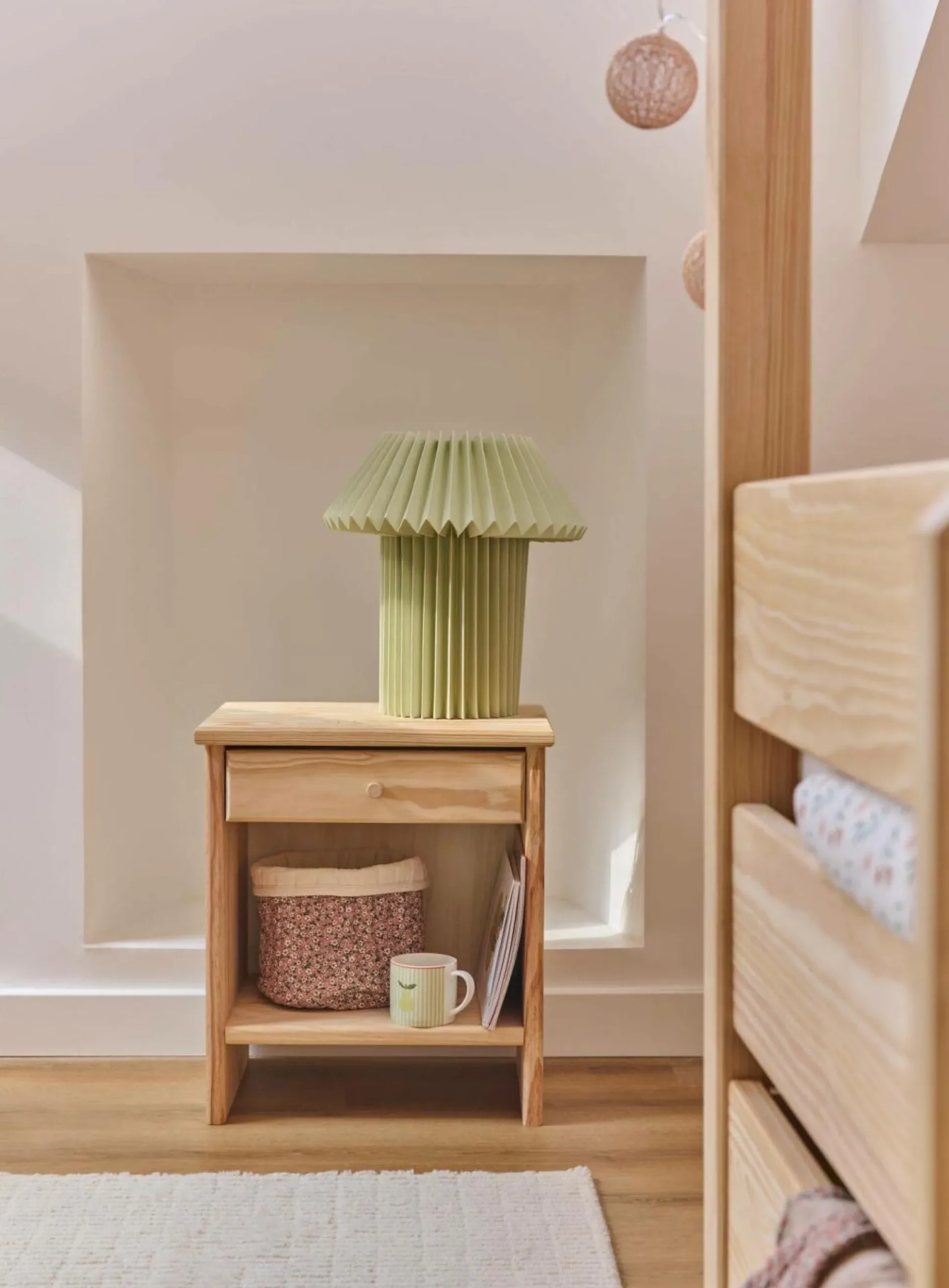 Table de chevet 1 tiroir bois massif Iris - Brut - Poignées Bois