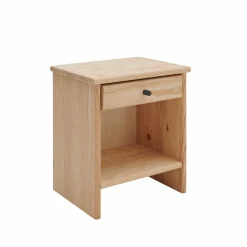 Table de chevet 1 tiroir bois massif Iris - Brut - Poignées Noir