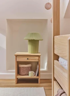 Table de chevet 1 tiroir bois massif Iris - Brut - Poignées Noir