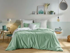 Taie coton bio Fil & Sens - Vert d'Eau - Taie d'oreiller 50 x 75 cm