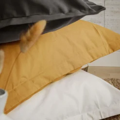 Taie d'oreiller coton bio Fil & Sens - Jaune Curry - Taie d'oreiller 50 x 75 cm