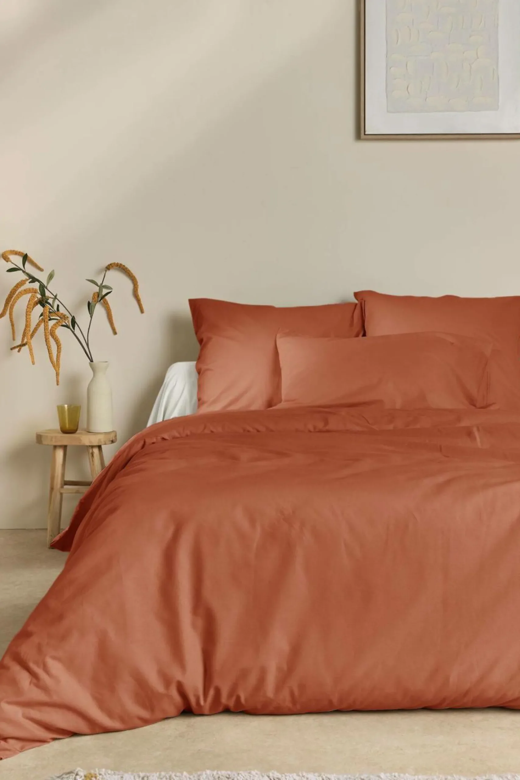 Taie d'oreiller coton lin Valentine - Terracotta - 50 x 70 cm