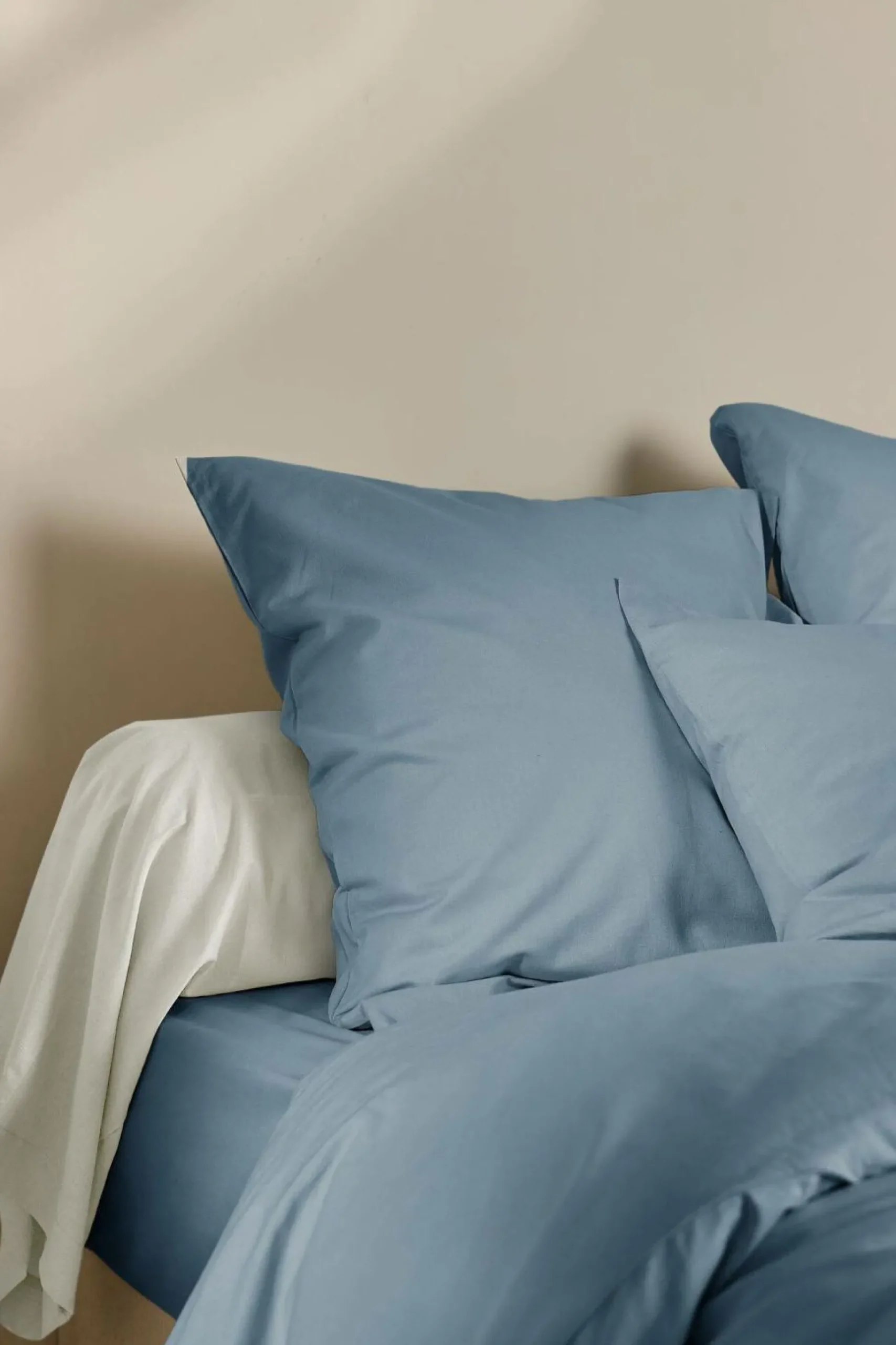 Taie d'oreiller coton lin Valentine - Bleu Gris - 65 x 65 cm