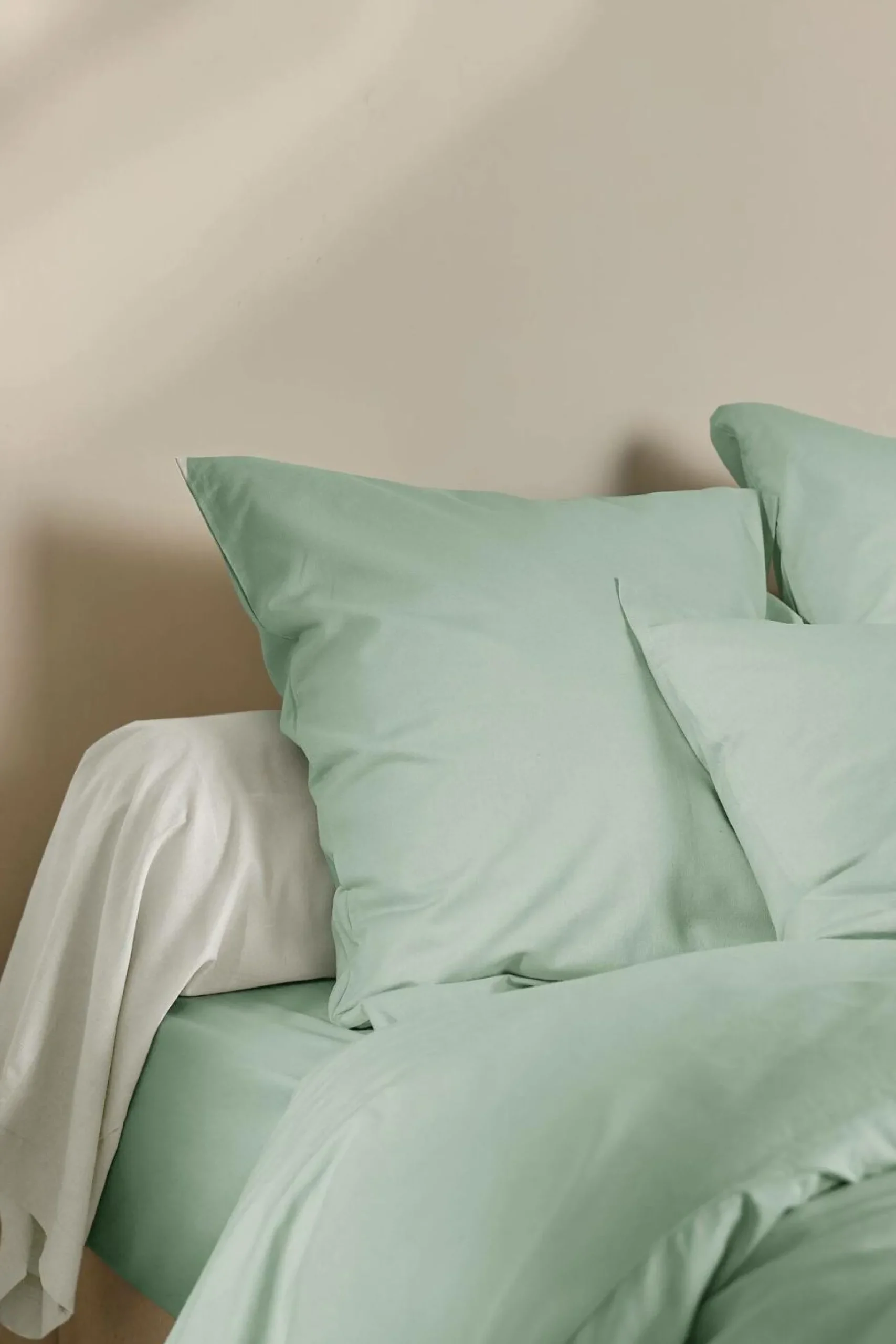 Taie d'oreiller coton lin Valentine - Bleu écume - 65 x 65 cm