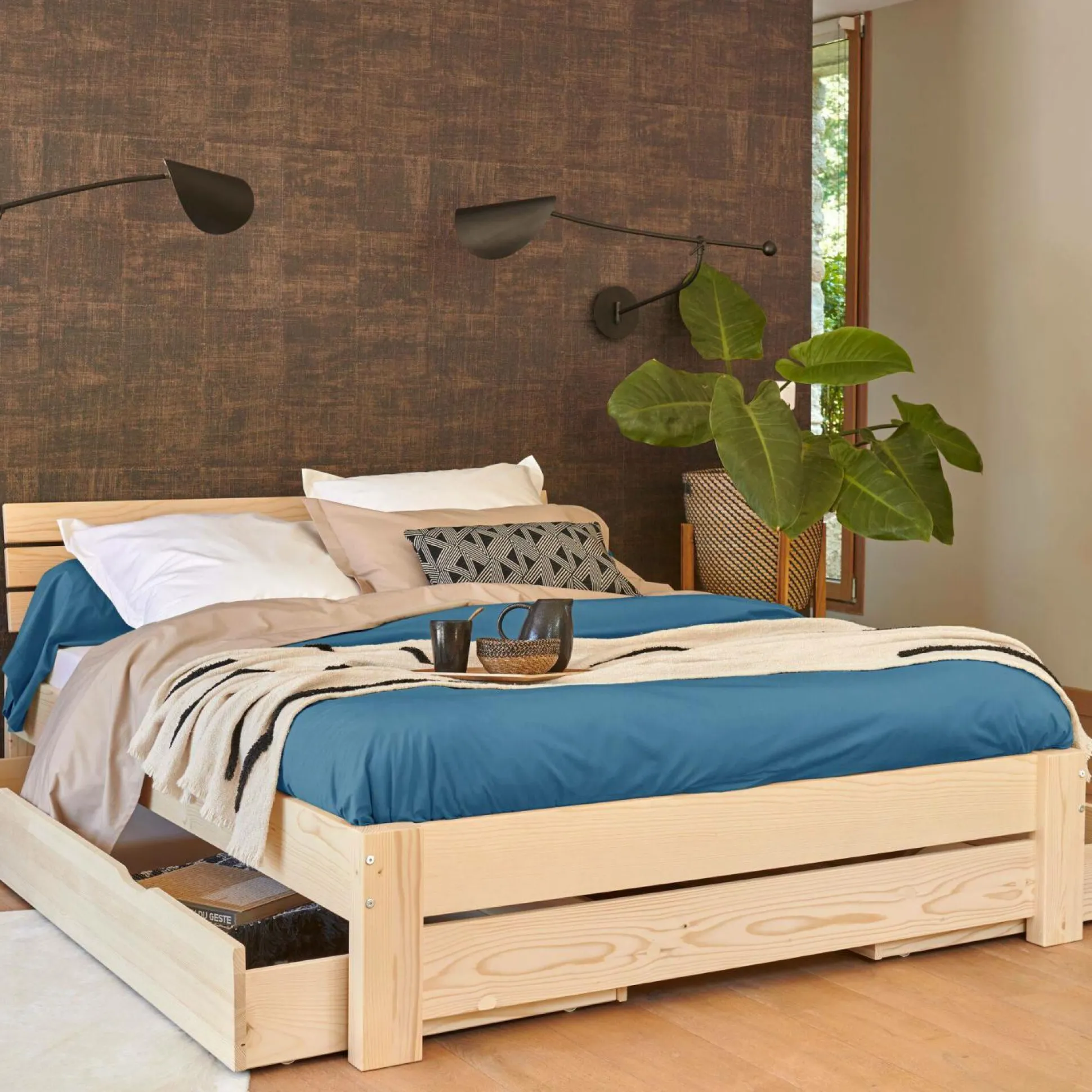 Taie d'oreiller percale bio Elise - Bleu Paon - Taie d'oreiller 50 x 75 cm