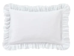 Taie d'oreiller volant froncé lin Suzette - Blanc - 50 x 75 cm