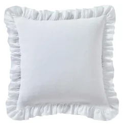 Taie d'oreiller volant froncé lin Suzette - Blanc - 65 x 65 cm