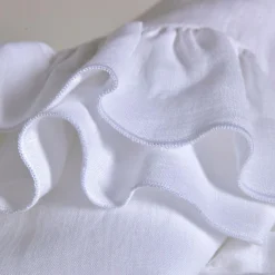 Taie d'oreiller volant froncé lin Suzette - Blanc - 65 x 65 cm