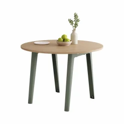 TIPTOE Table à manger ronde bois pieds métal 4 personnes New Modern - Gris Eucalyptus