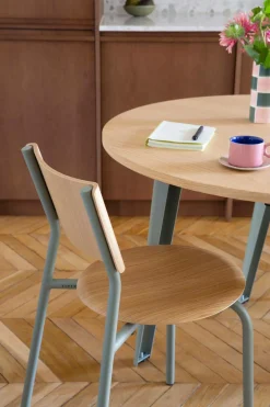 TIPTOE Table à manger ronde bois pieds métal 4 personnes New Modern - Gris Eucalyptus